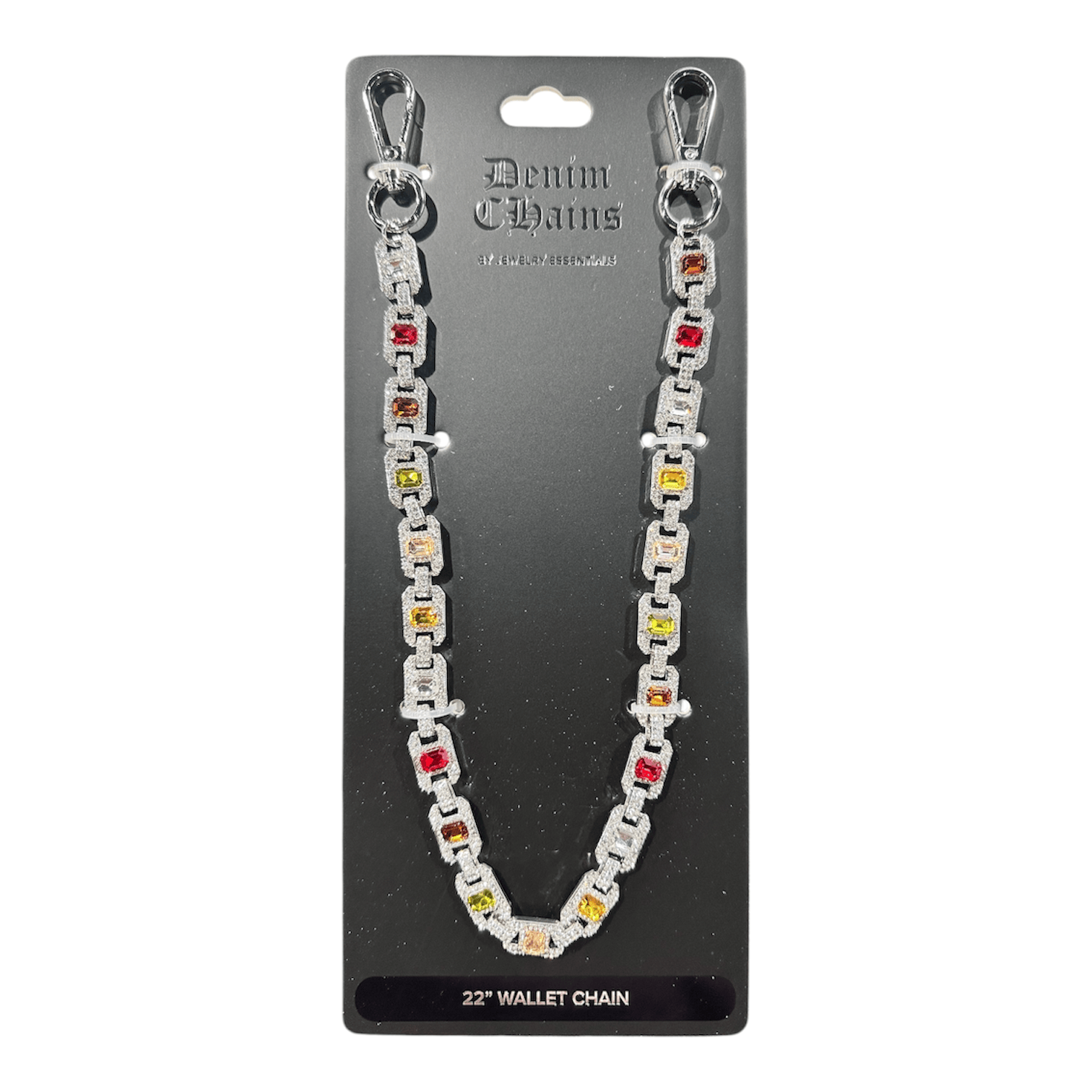 Jewelry Essentials Iced Gemstone Pant Chain (Silver) BKC-270S