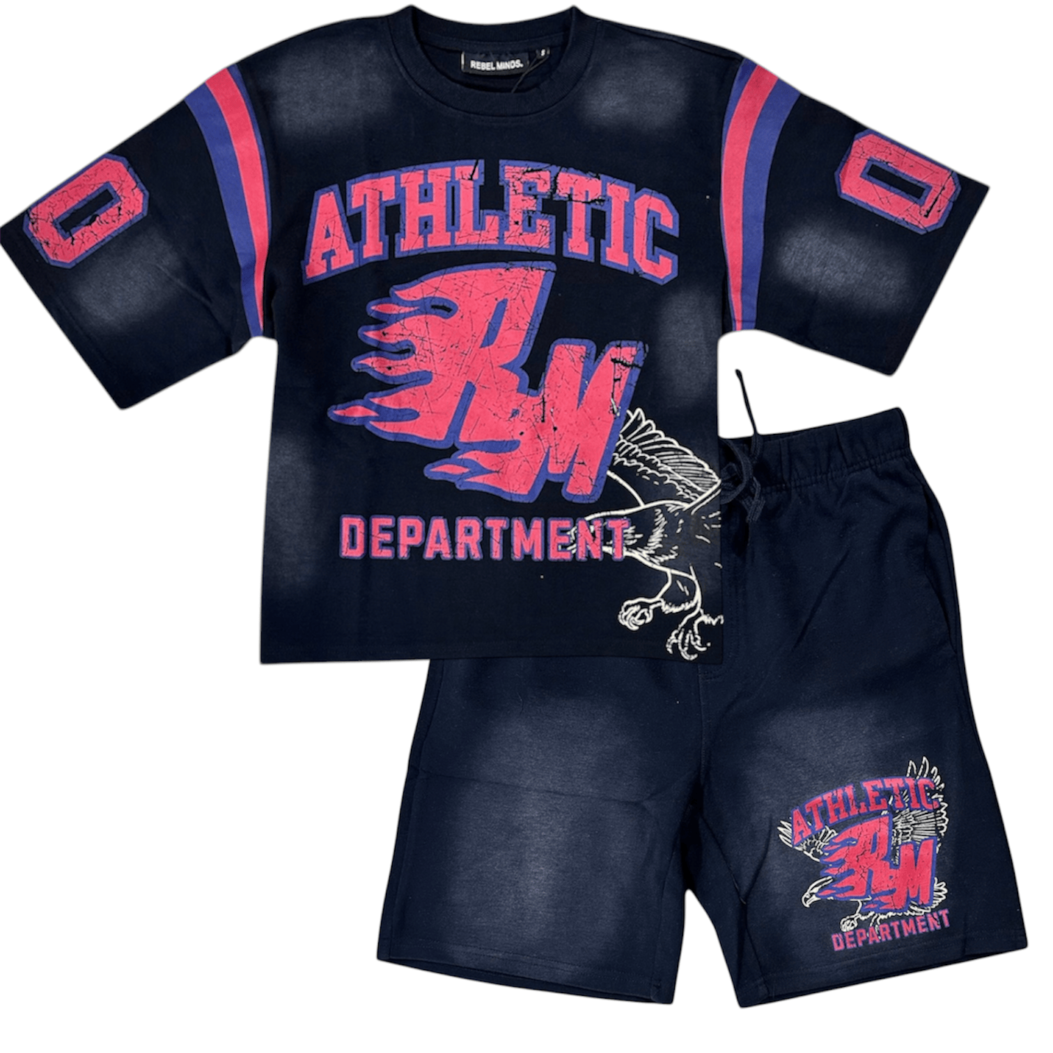 Rebel Minds Flaming RM Interlock Jersey & Short Set (Black)