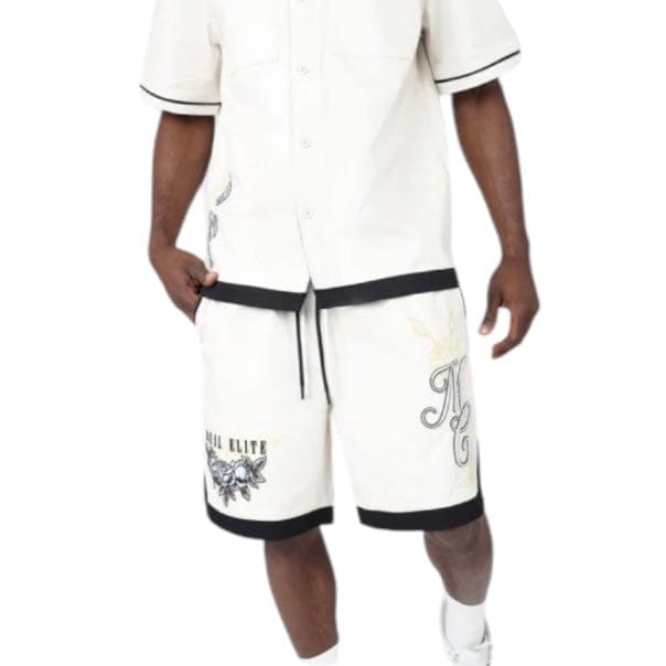 Smoke Rise Boxy Country Club SS Buttoned Down Set (Ecru/Black) WH25184