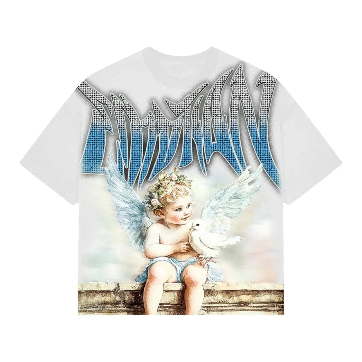 Mixed Emotion Dove Rhinestone Tee (White)