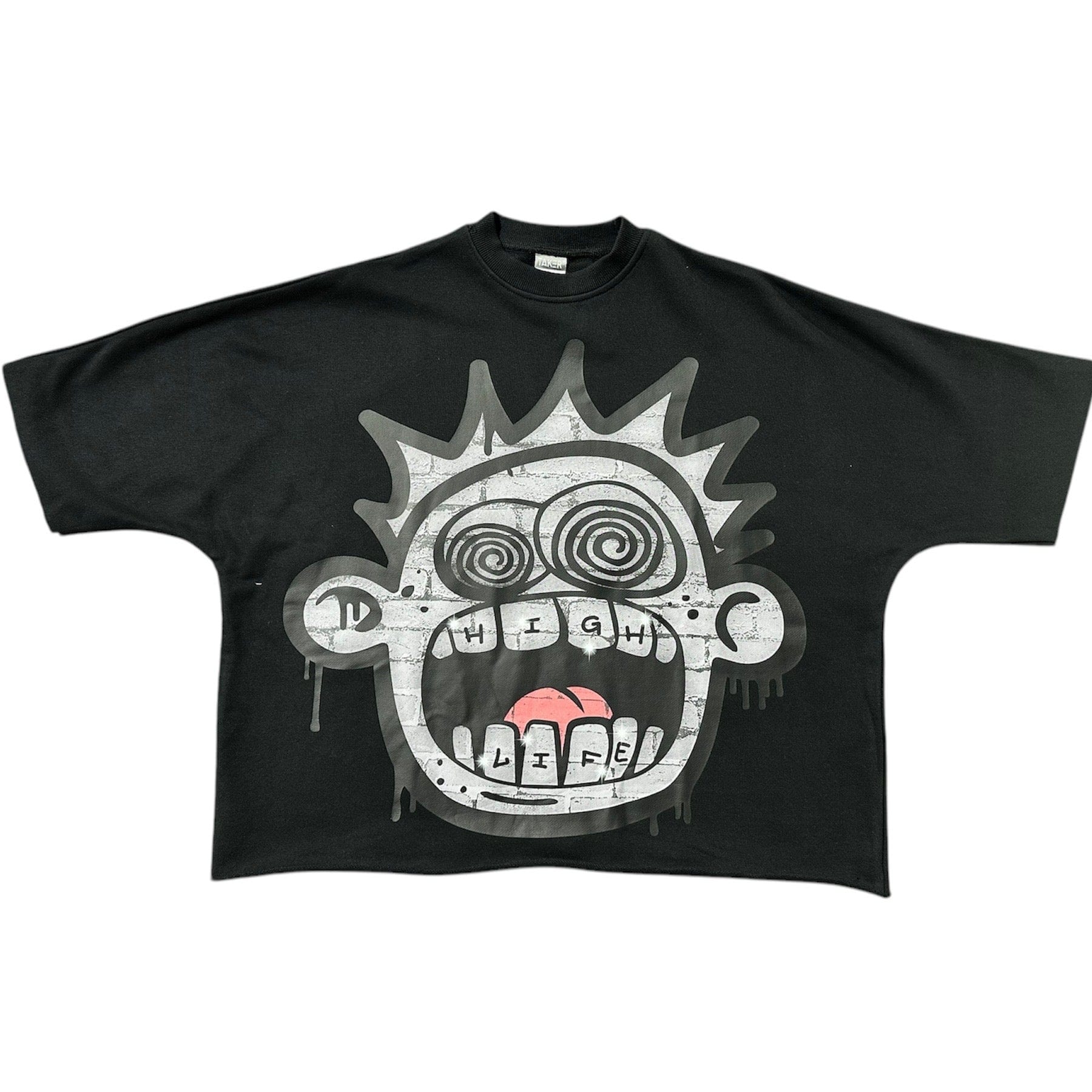 Taker Big Face High Life Print Oversized Tee (Black/Grey) TS575