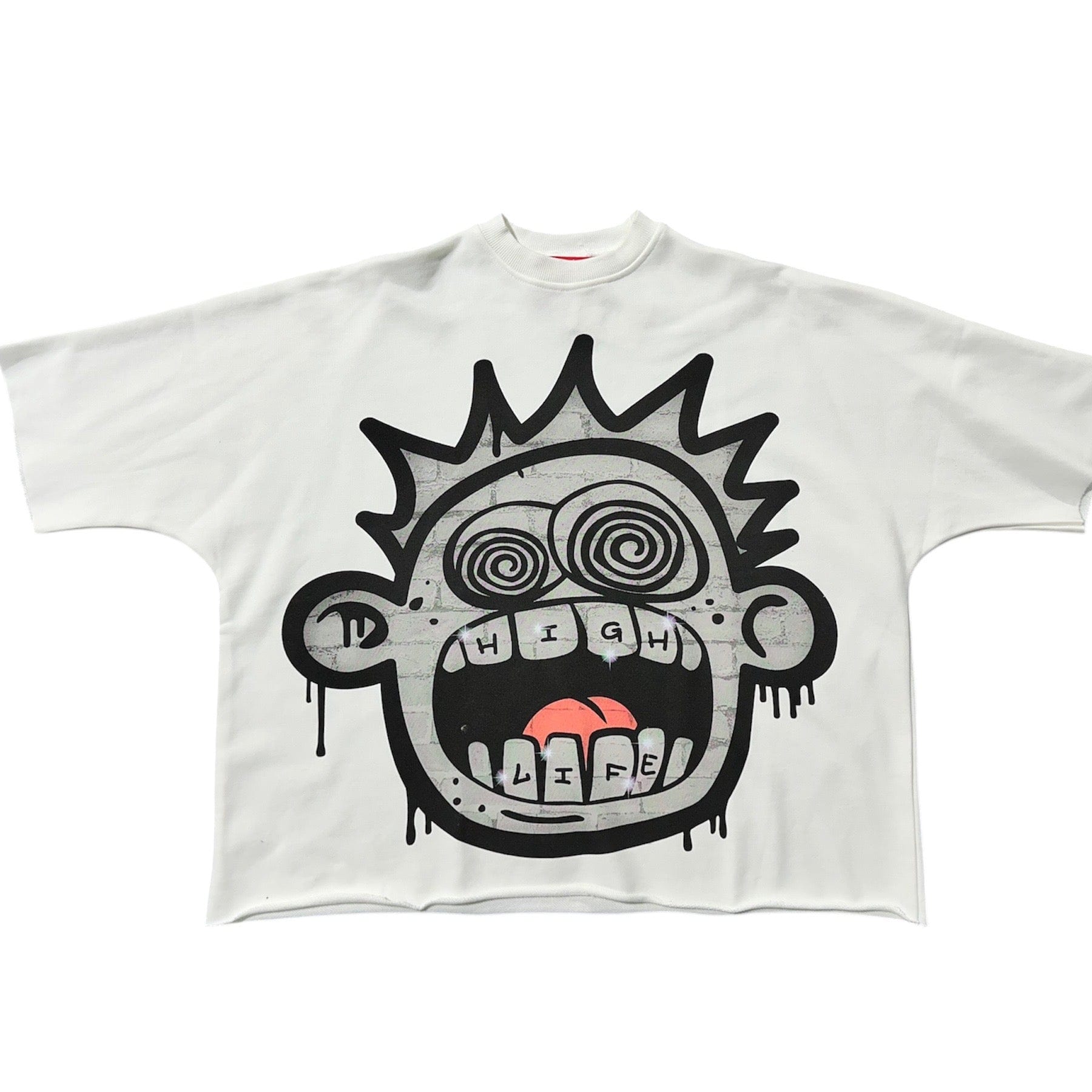 Taker High Life Big Face Print Oversized SS Tee (White/Grey) TS575