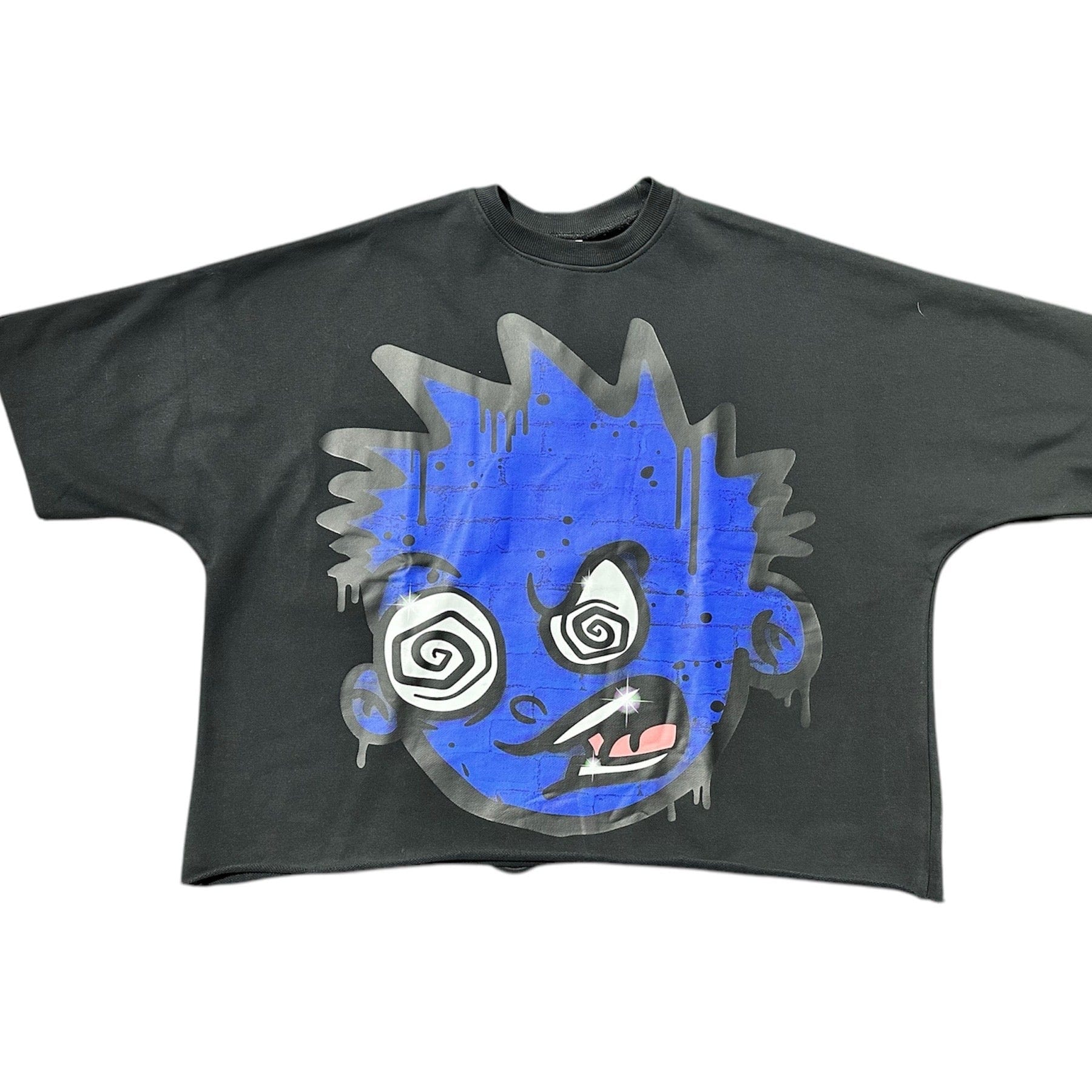 Taker Dizzy Big Face Print Oversized SS Tee (Black/Blue) TS574