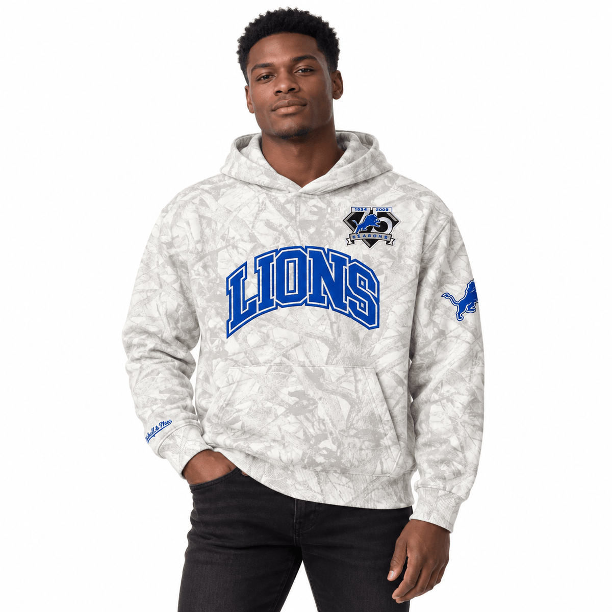 Mitchell & Ness NFL Detroit Lions Ghosted Hoodie (White Tree Camo)