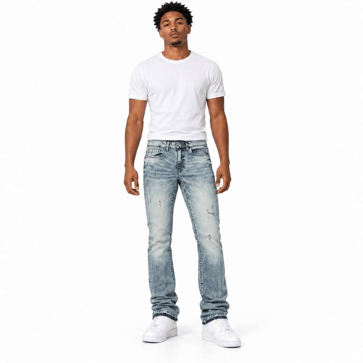 Jordan Craig Martin Stacked Light Rips Denim Jean (Antique) JTF2384