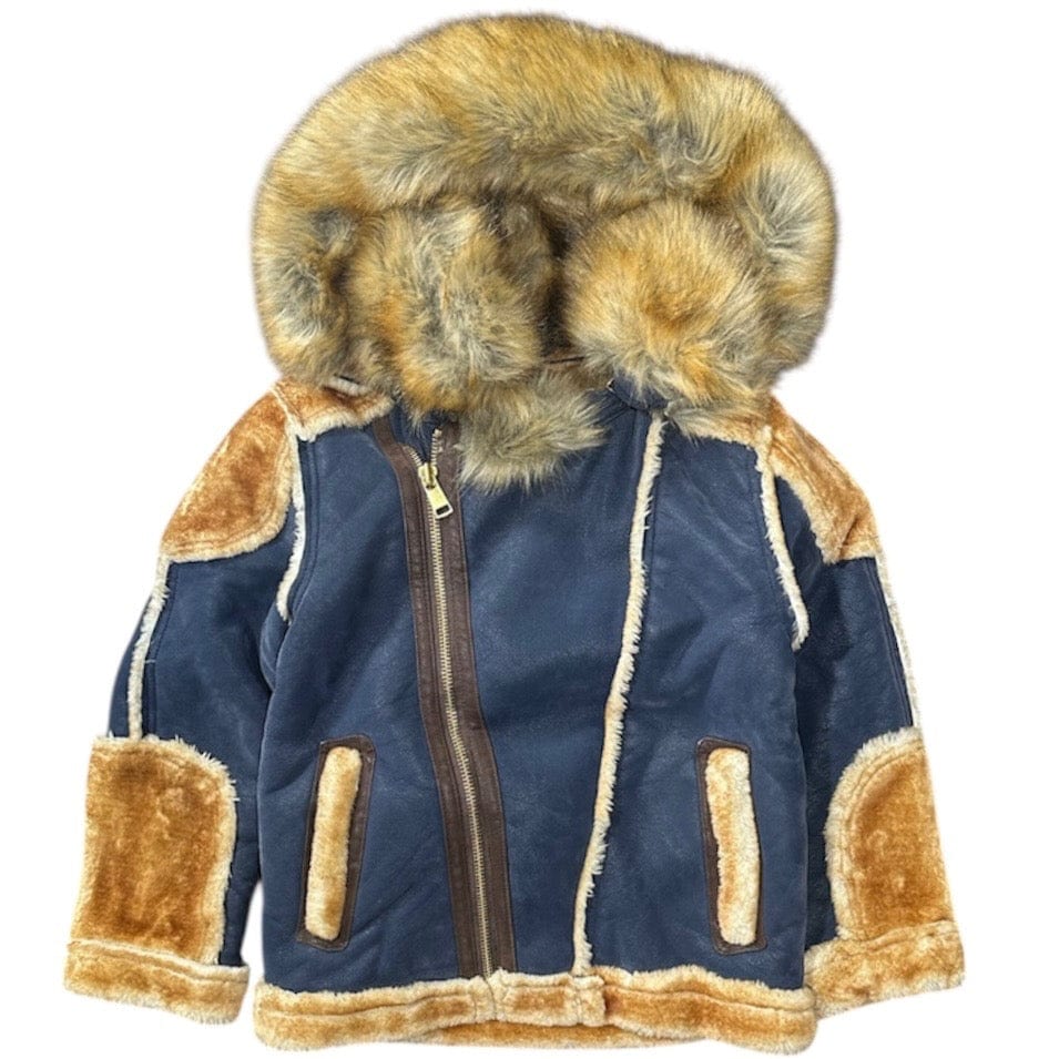 Boys Jordan Craig El Jefe Shearling Moto Jacket (Navy) 91536B