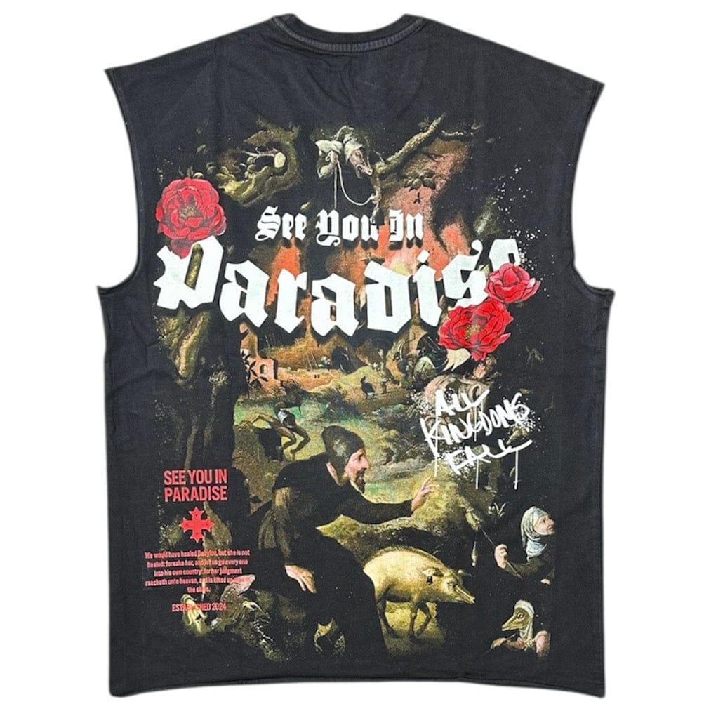 See You In Paradise Cutoff Digital Print Tee (Black) 7004A