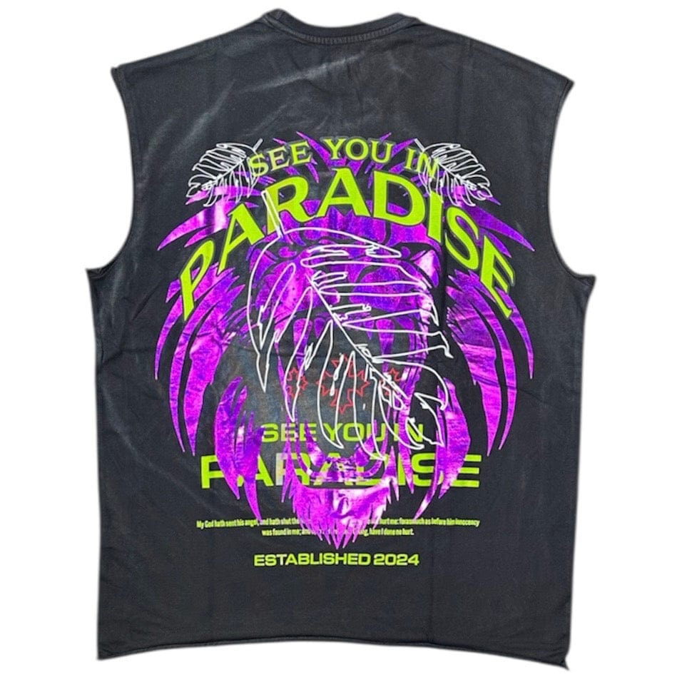 See You In Paradise Cutoff Foil Print Tee (Black) 7001A