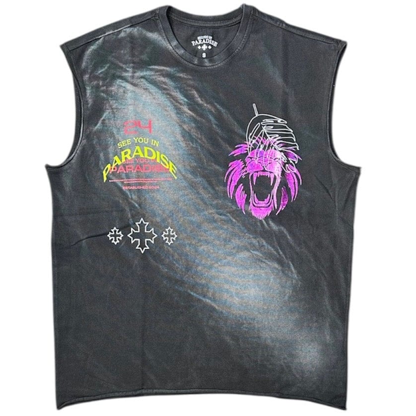 See You In Paradise Cutoff Foil Print Tee (Black) 7001A