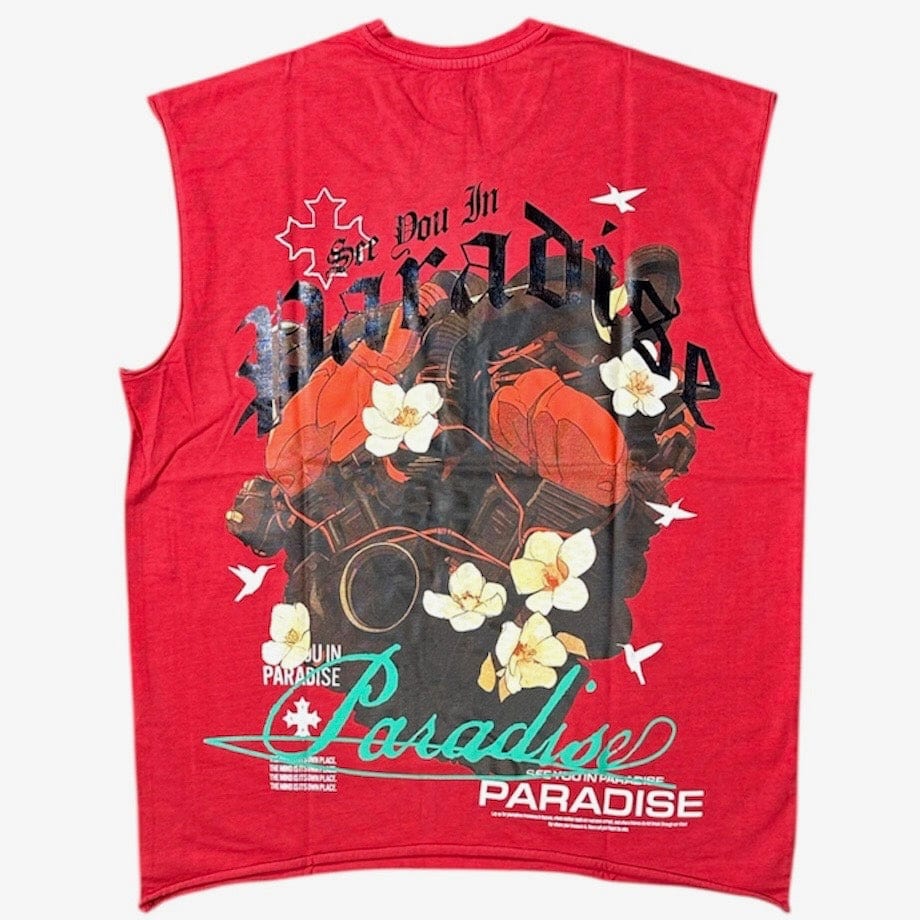 See You In Paradise Cutoff Digital Foil Print Tee (Red) 7002A