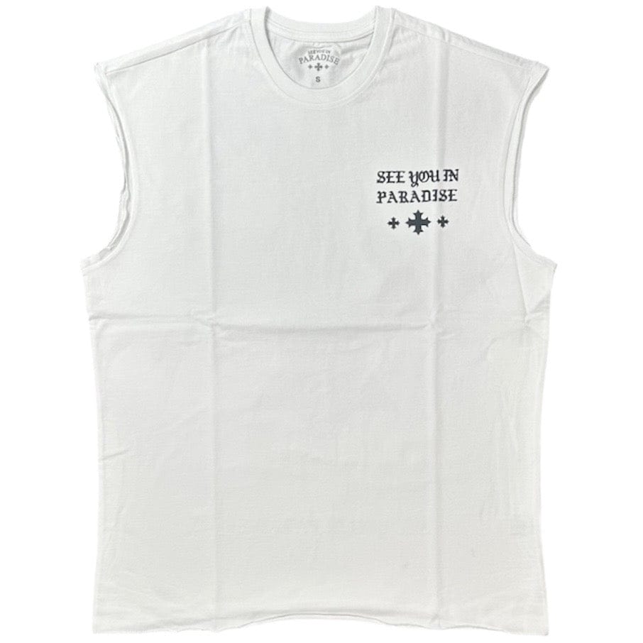 See You In Paradise Basic Cutoff Tee (White) 7000A