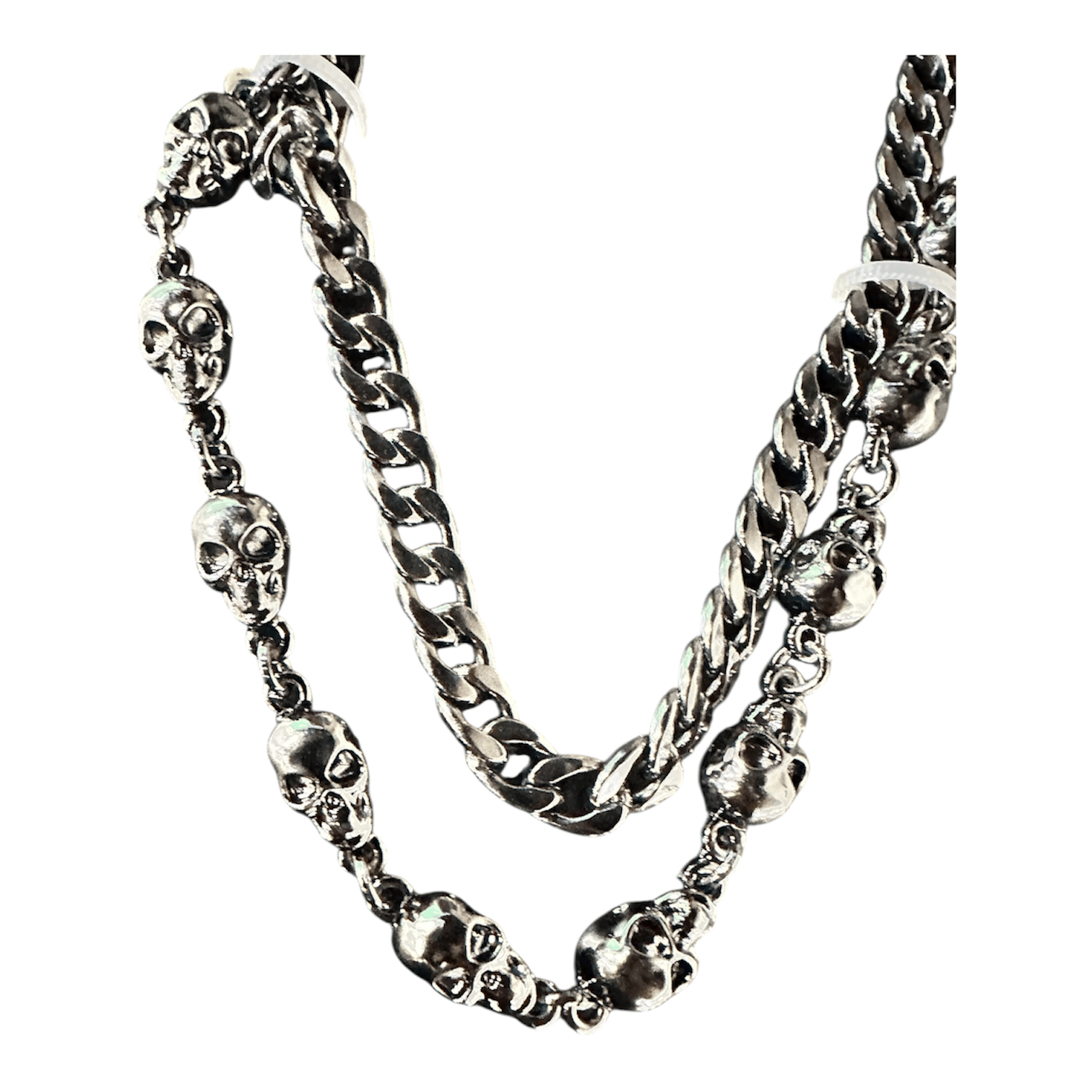 Jewelry Essentials Skull x Cuban Double Pant Chain (Black) BKC-159BK