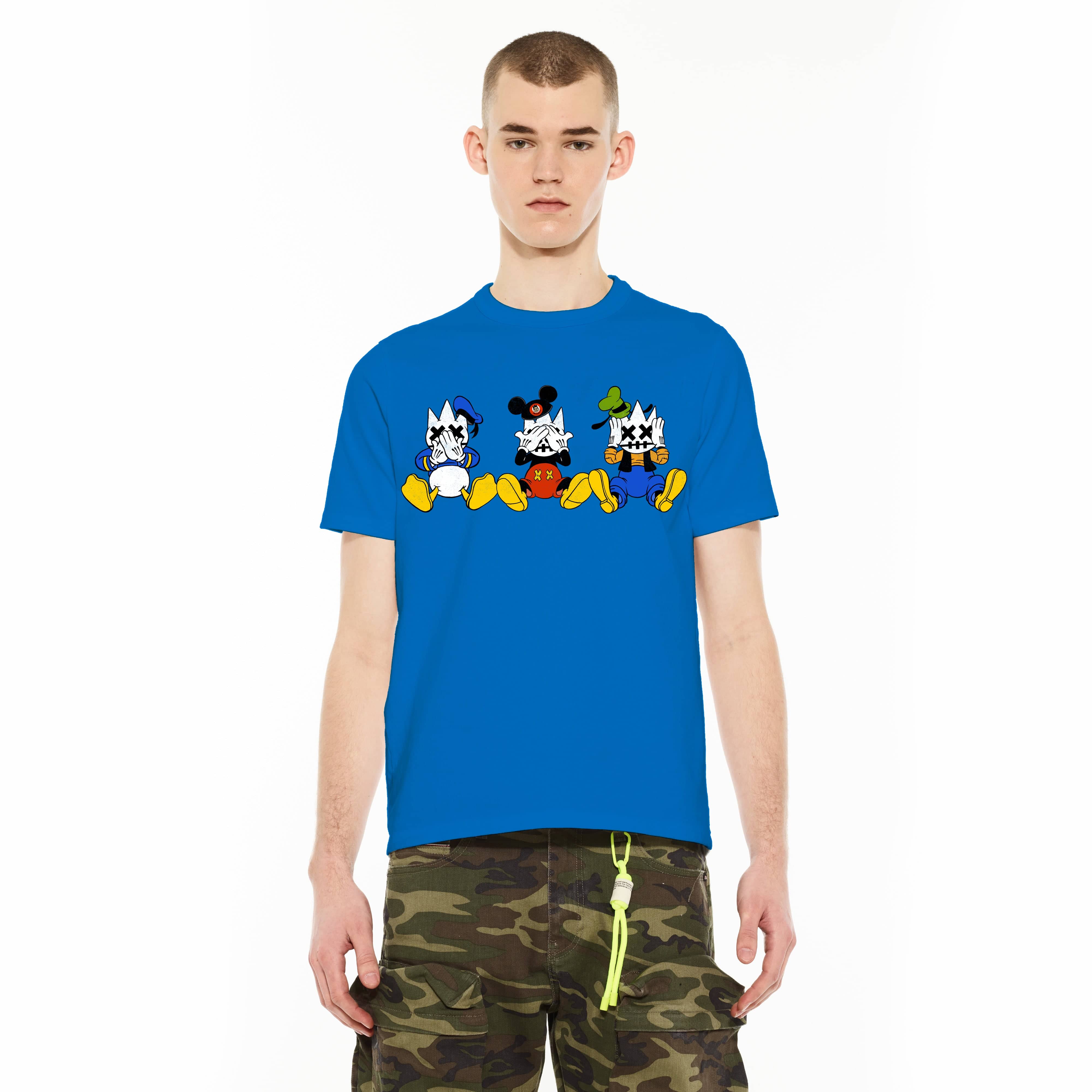 Cult's Crew Neck T - See, Speak, Hear No Evil in Lapis Blue