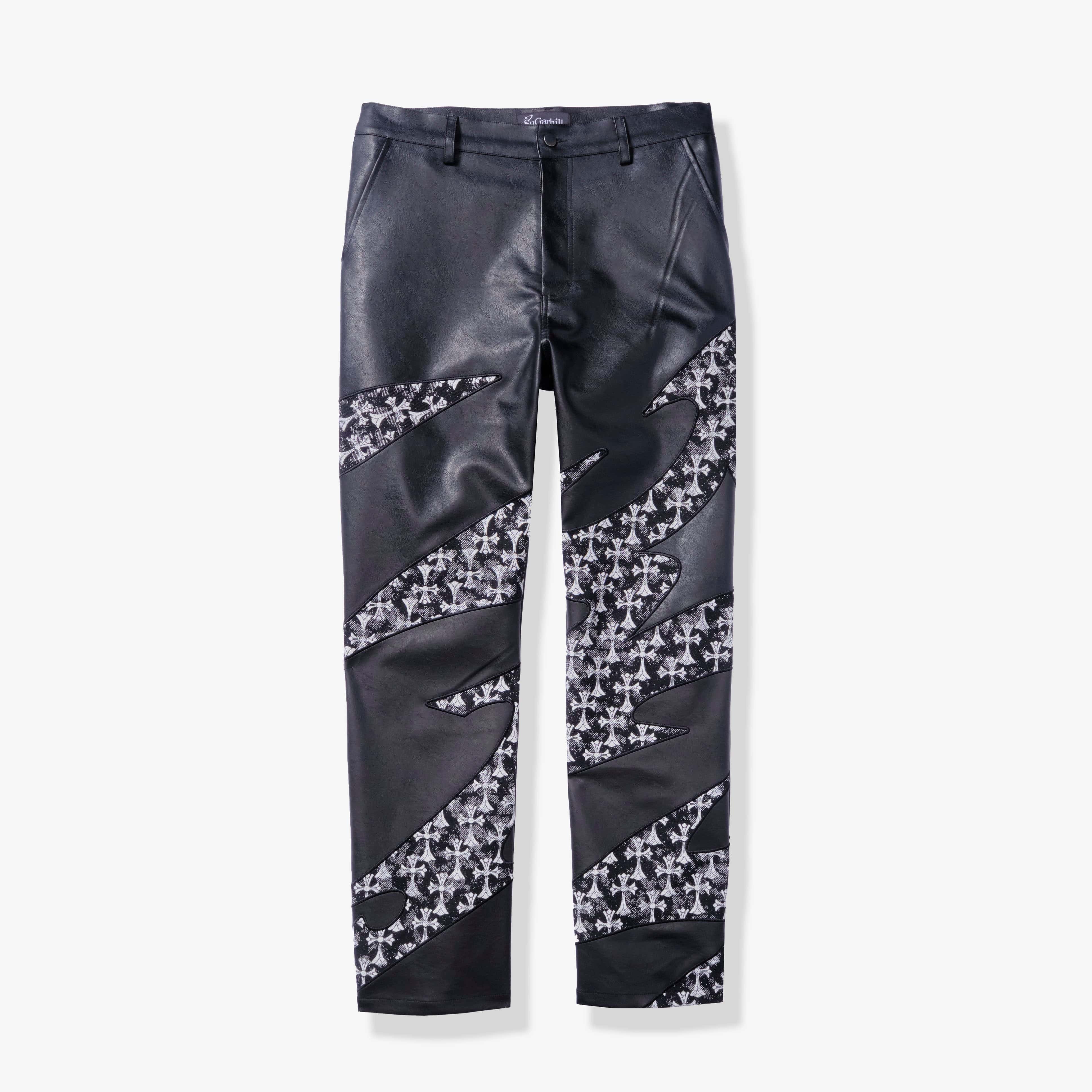 "Sabotage" Leather Pants (black crosses)