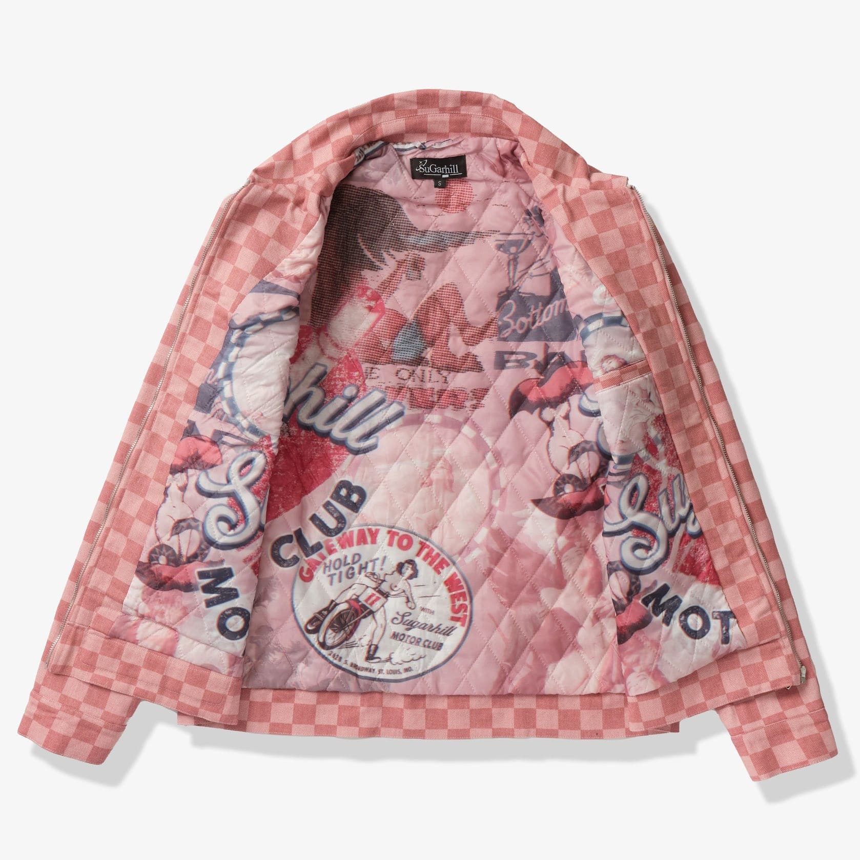 "Motor Club" Denim Trucker Jacket (red checker)