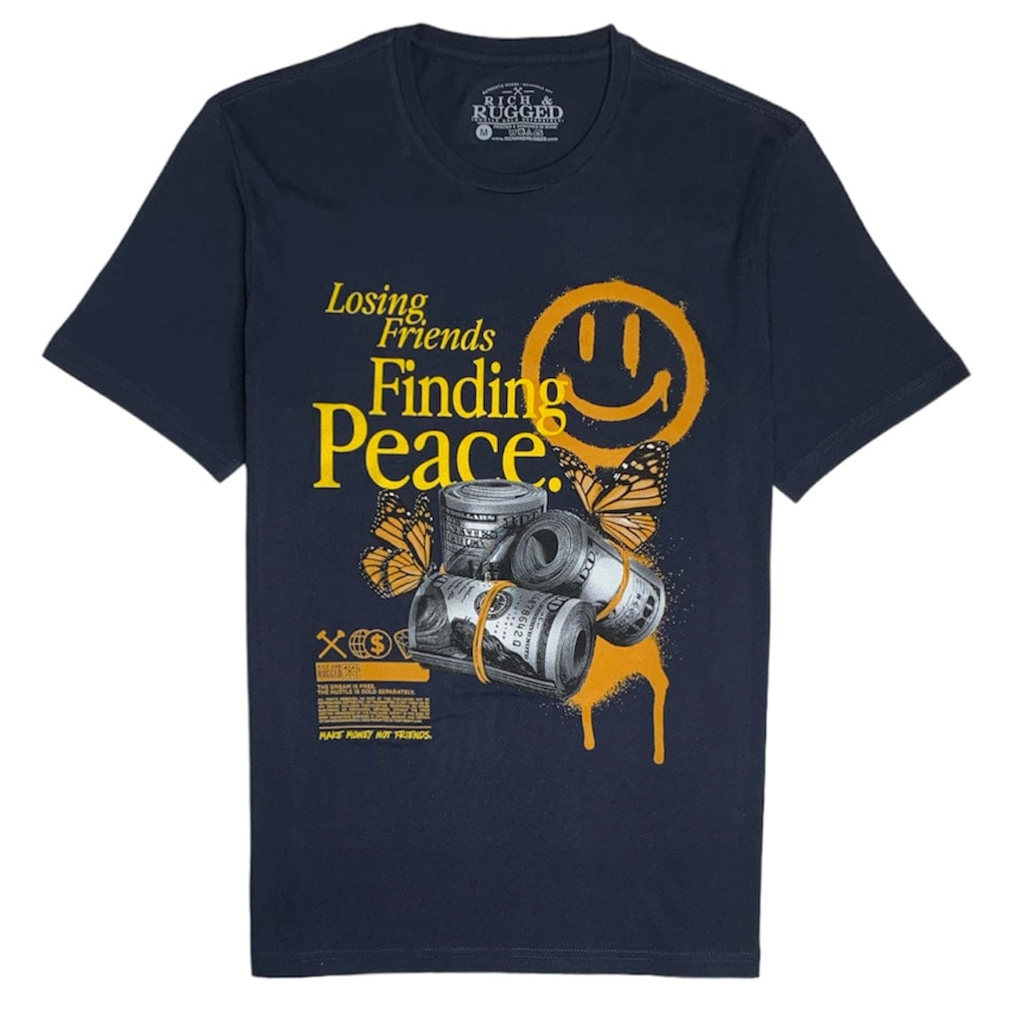 Rich & Rugged Peace TShirt (Navy) RRLFFPNAVY City Man USA
