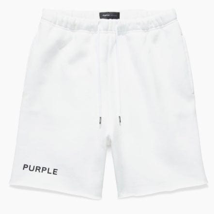 Purple Brand Wordmark Brilliant White Heavyweight Fleece Short (White)