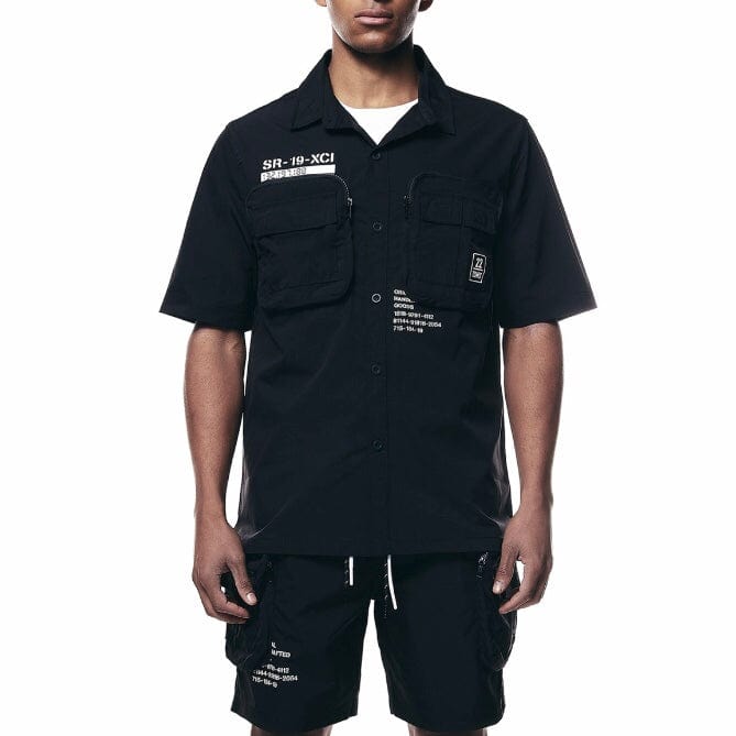 Smoke Rise Printed Nylon Utility Shirt (Black) WH23182