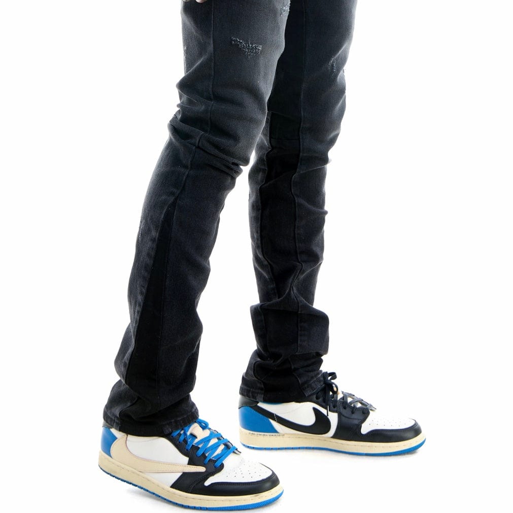 Kdnk Stacked Puz Panelled Skinny Jeans (Black) KND4567-BLK