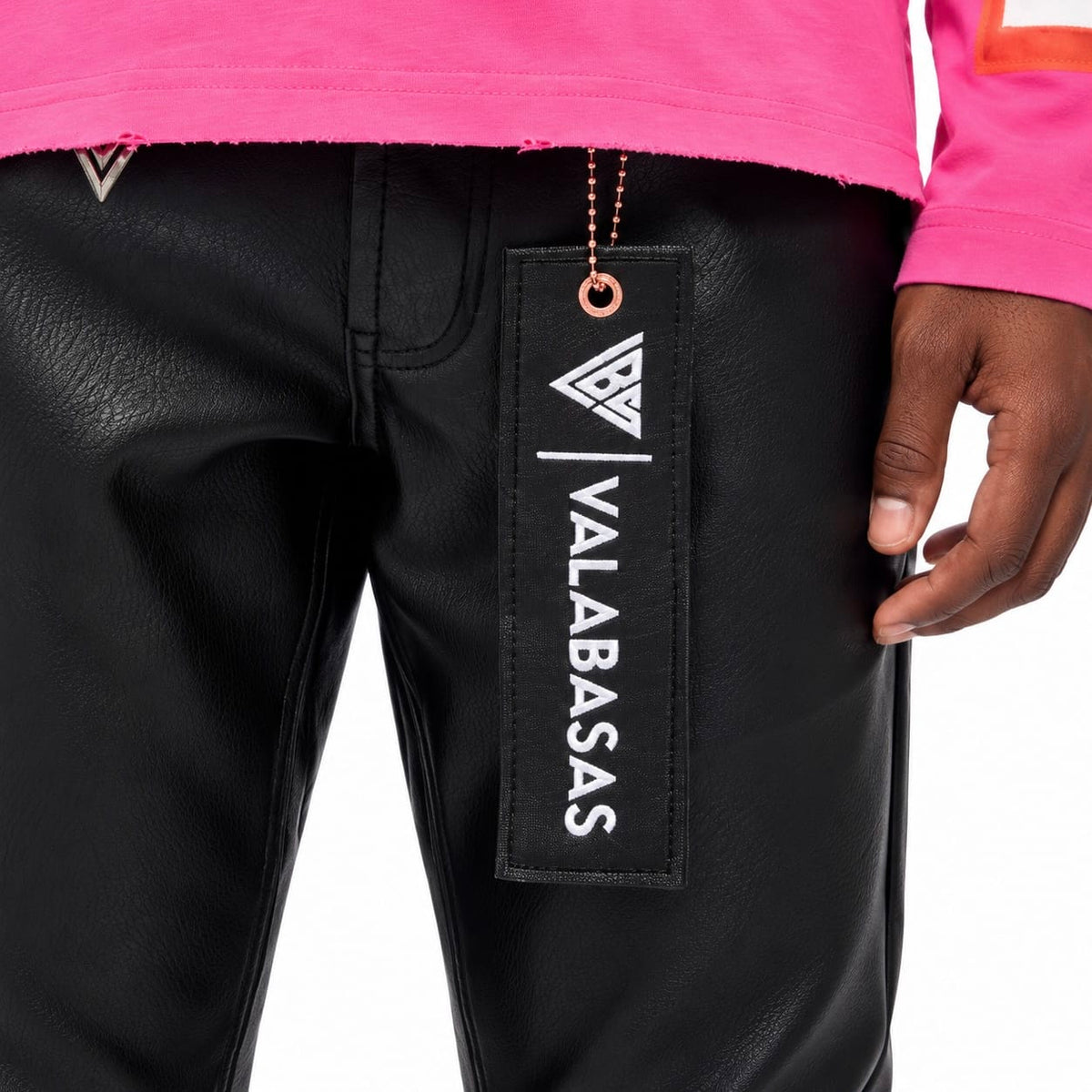 Valabasas Mr. Stacked Denim Jean (Black Leather) VLBS-VJ3-1005