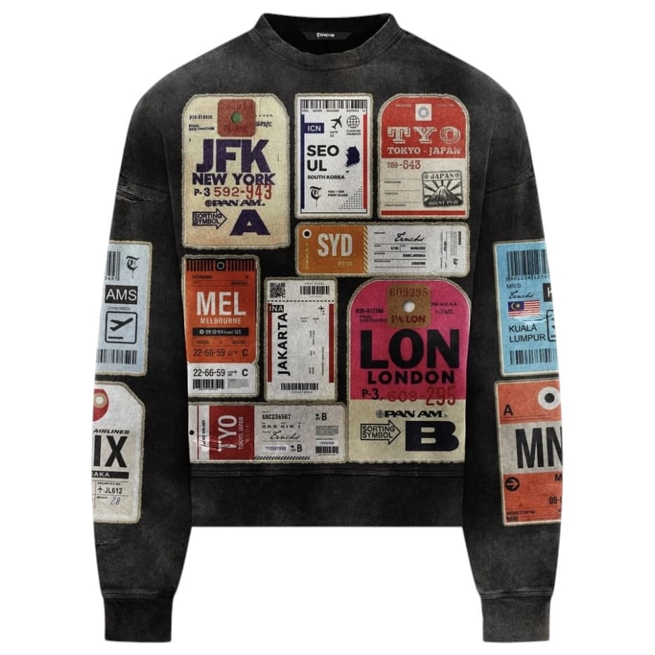 Trnchs Airmail Long Sleeve Crewneck & Pants Set (Black)