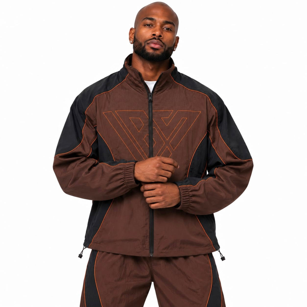 Valabasas Palms Zip Up Track Jacket (Brown) VLBS-VHD1-1022