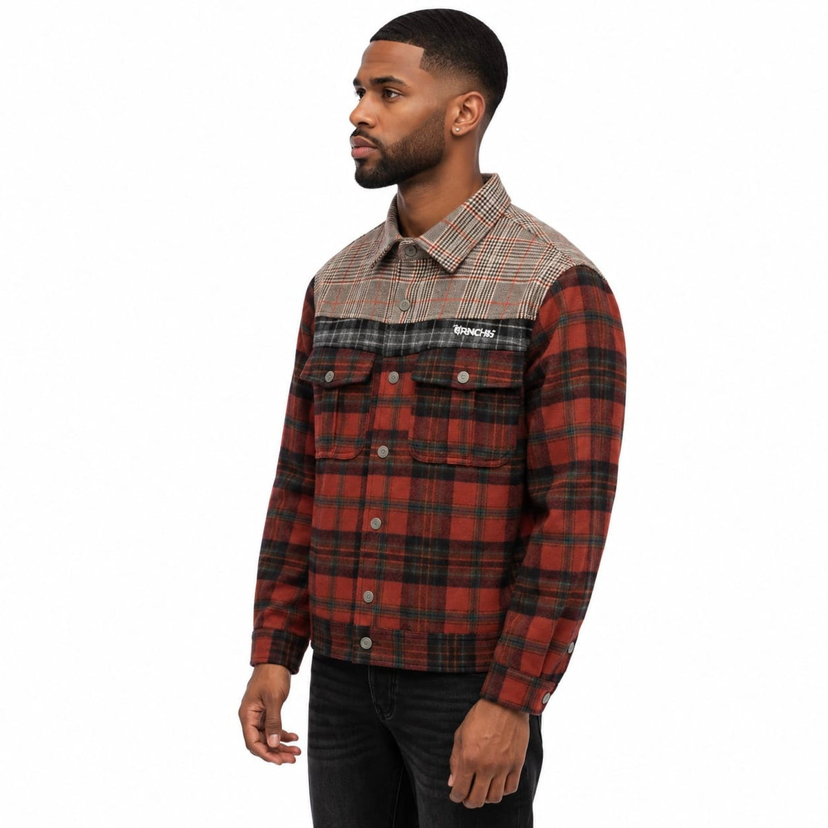 Trnchs Heritage Button Down Shirt (Orange/Multi) TC-C26-6062O