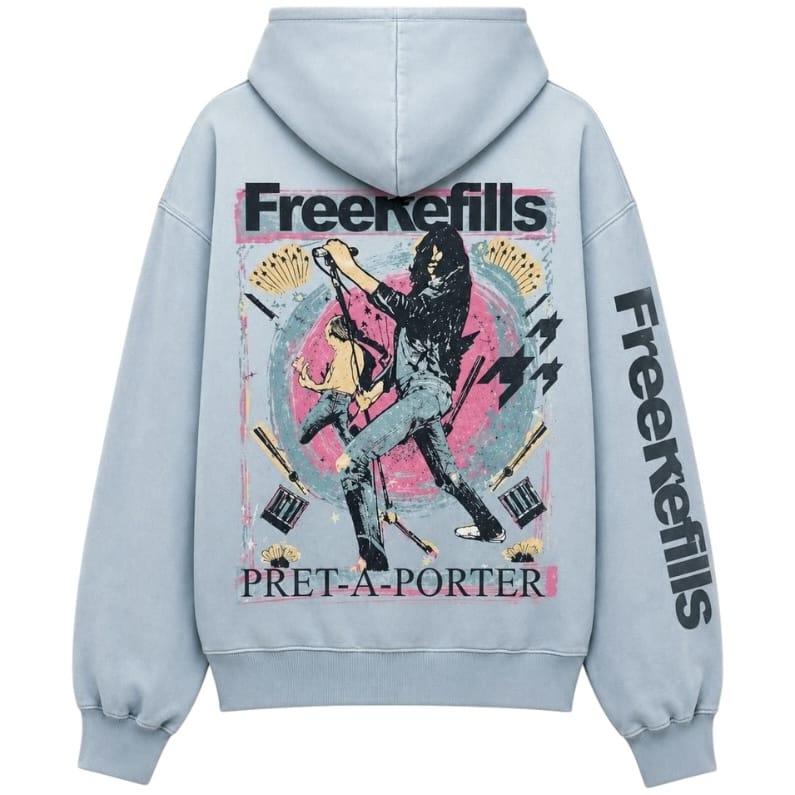 Free Refills Pret A Porter Hoodie & Flare Sweatpants Set (Light Blue)