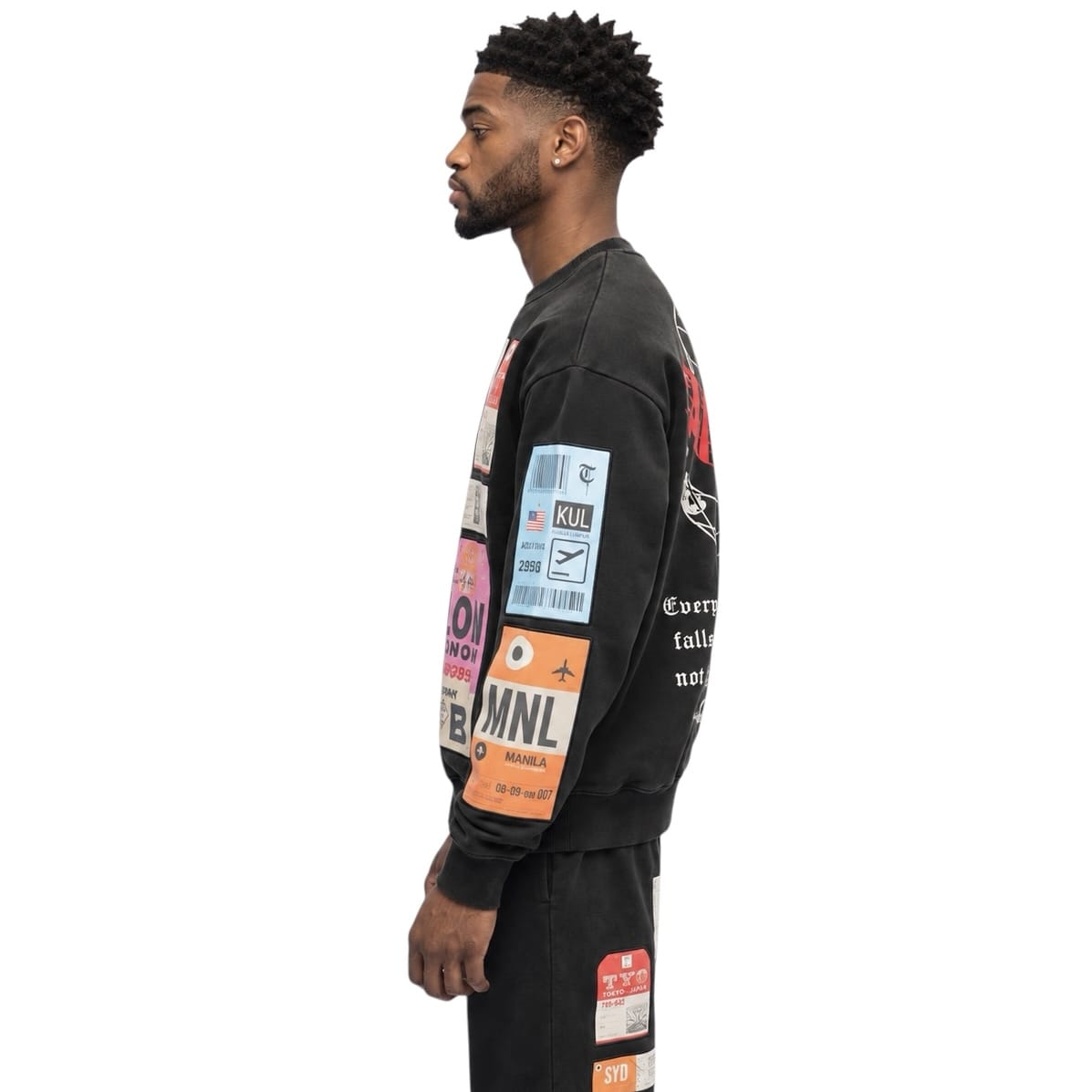 Trnchs Airmail Long Sleeve Crewneck & Pants Set (Black)