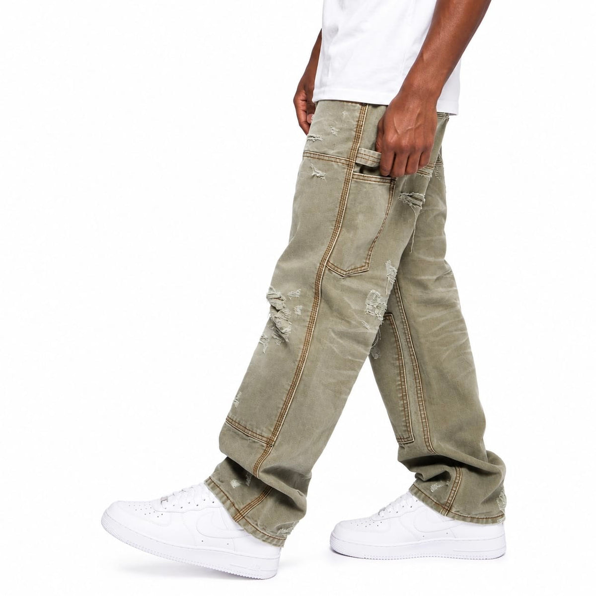 Valabasas Booker Canvas Straight Jeans (Light Olive) VLBS-VJ10-1006