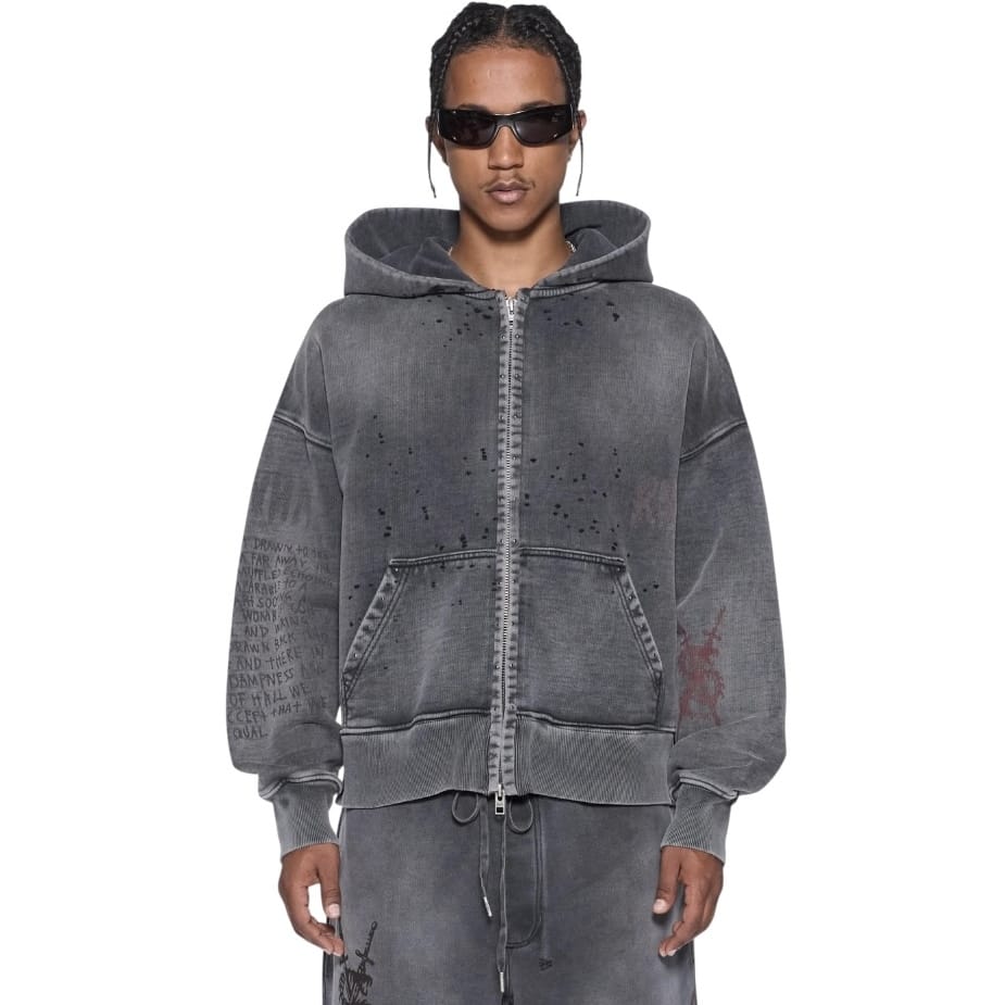 Ksubi Skool Halen Zip Hoodie (Charcoal Fade) MFA26FL014