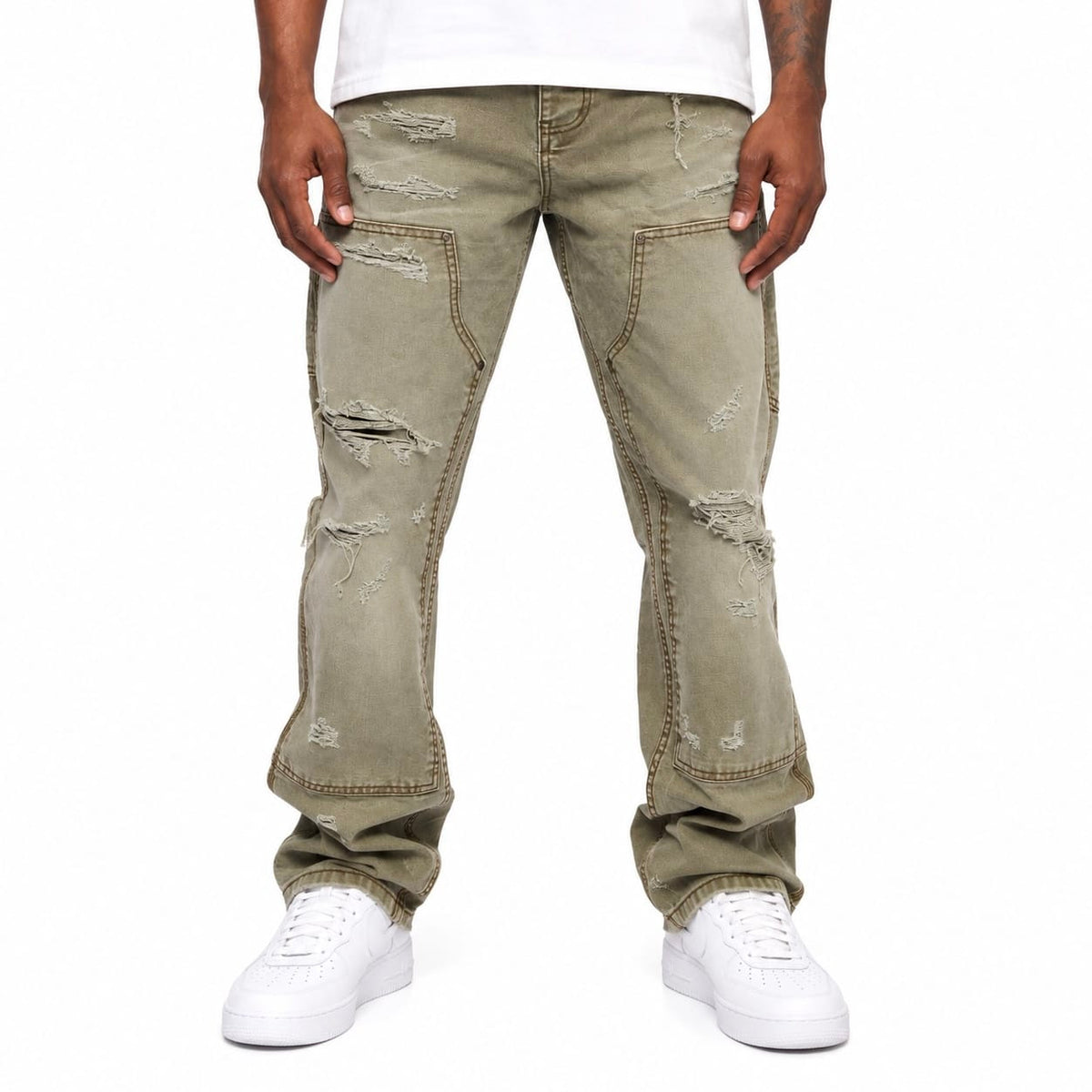 Valabasas Booker Canvas Straight Jeans (Light Olive) VLBS-VJ10-1006