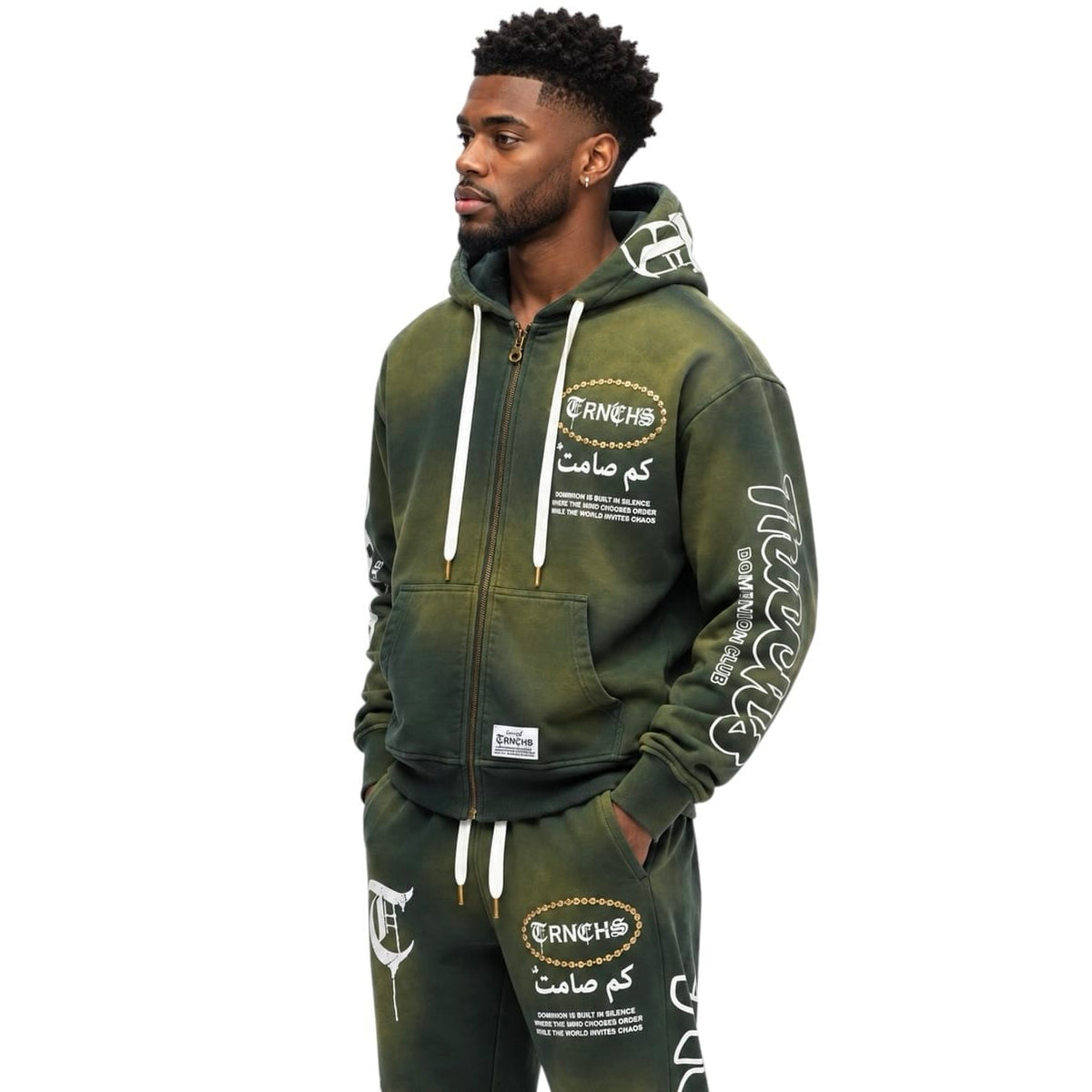 Trnchs Dominion Zip Up Hoodie & Pants Set (Green)