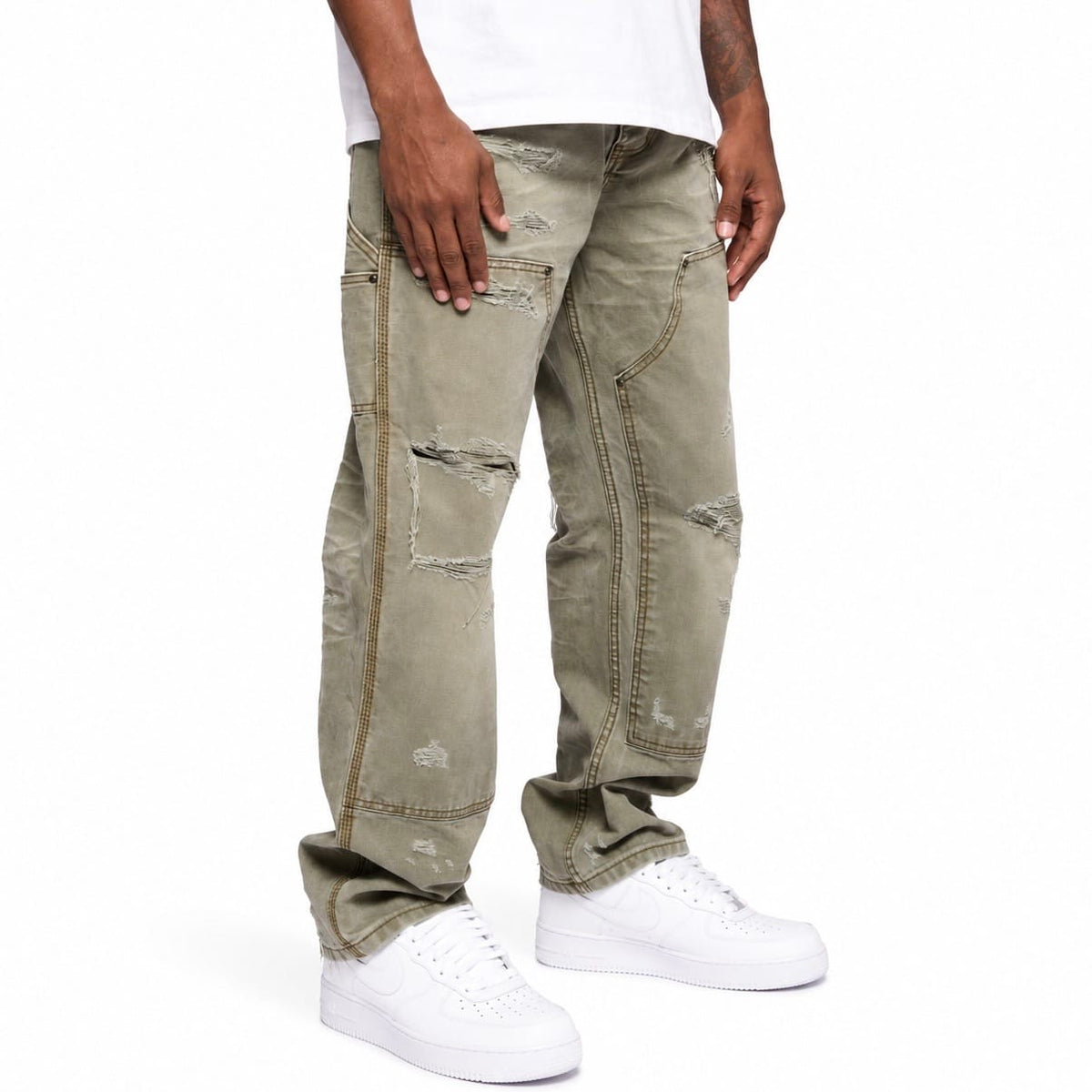 Valabasas Booker Canvas Straight Jeans (Light Olive) VLBS-VJ10-1006