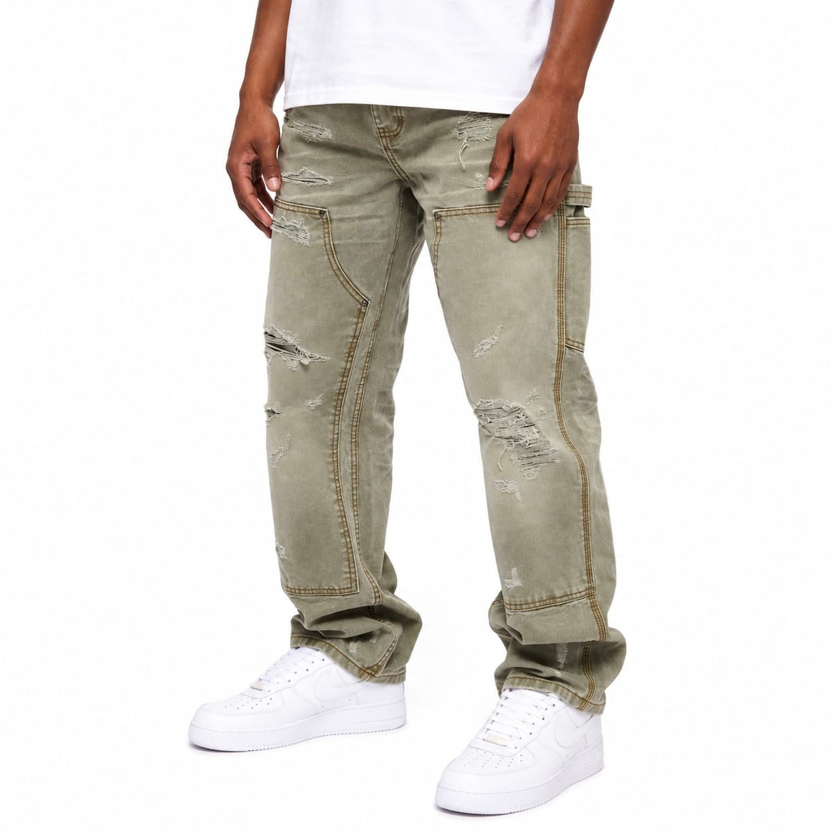 Valabasas Booker Canvas Straight Jeans (Light Olive) VLBS-VJ10-1006
