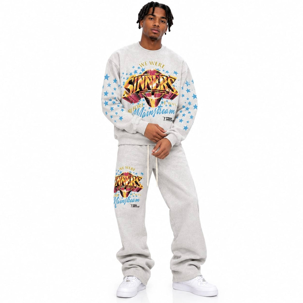 Free Refills Sinners Crewneck & Flare Sweatpants Set (Heather)