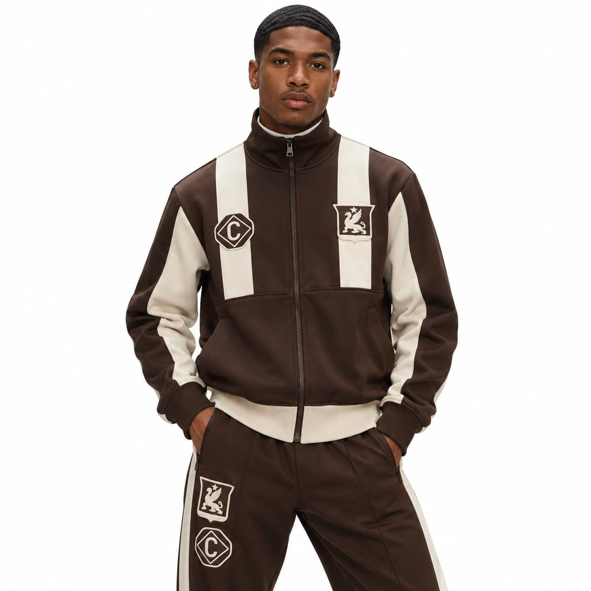 Criminal Damage Panel FC Track Top & Pants Set (Brown)