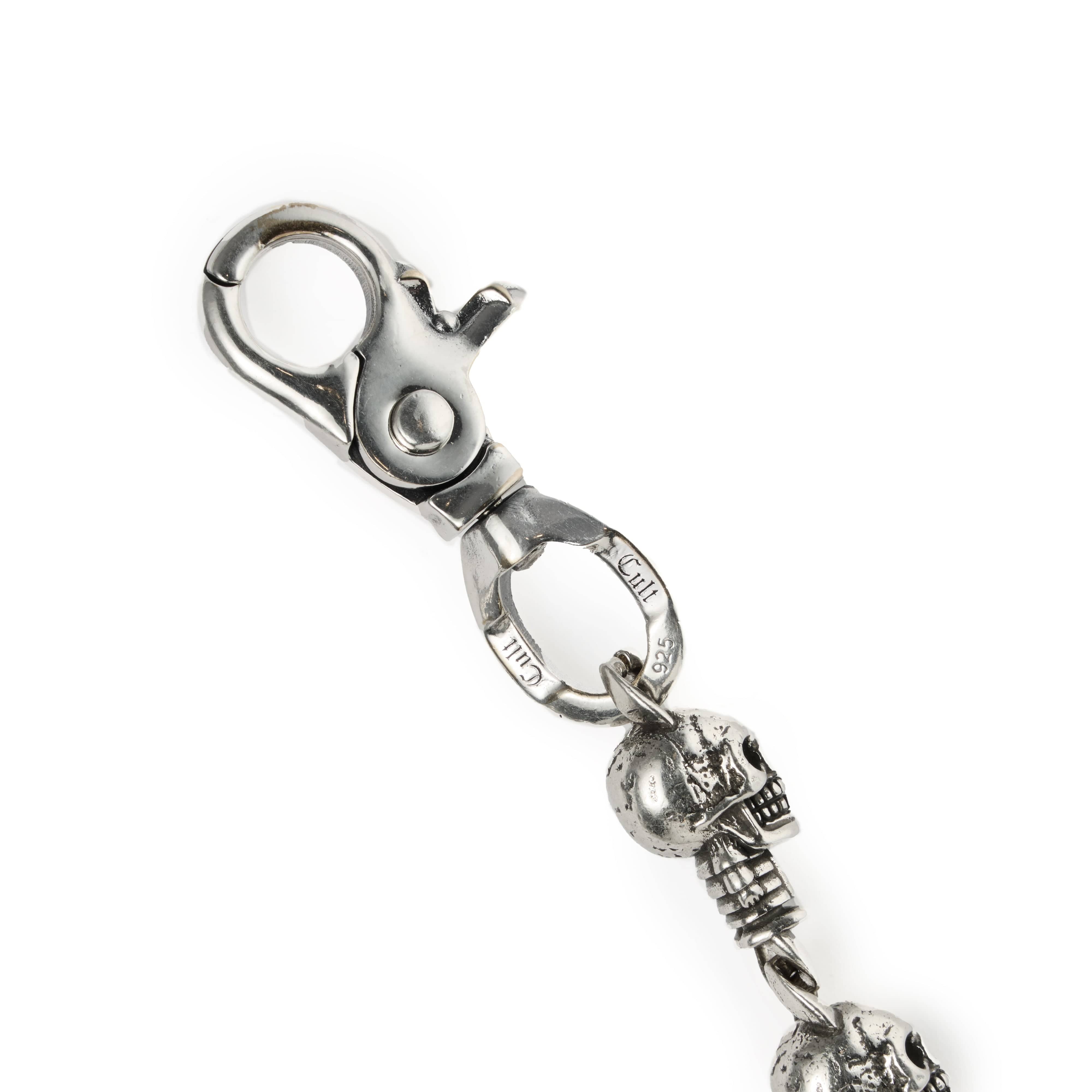 Cult's .925 Sterling Silver Plated Wallet Chain in Silver Skull