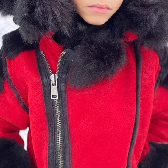 Kids Jordan Craig El Jefe Shearling Moto Jacket (Bred) 91590K