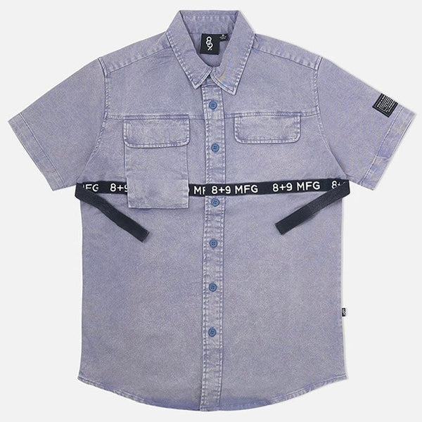 8&9 Strapped Up Button Up Shirt (Vintage Blue) BUVTGBLU