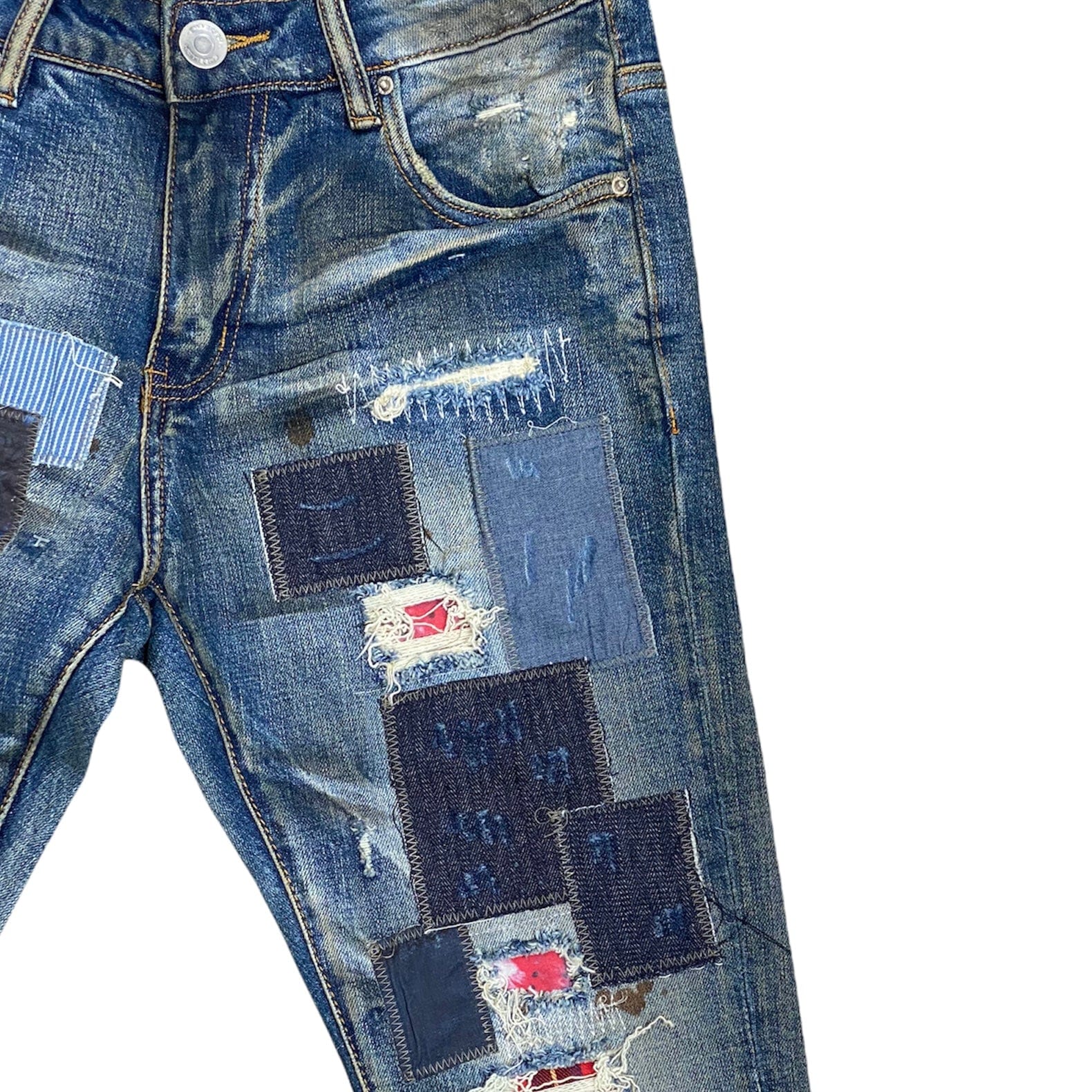 Embellish Silas Denim Jean (Blue Patchwork) EMBHOL21-1-18
