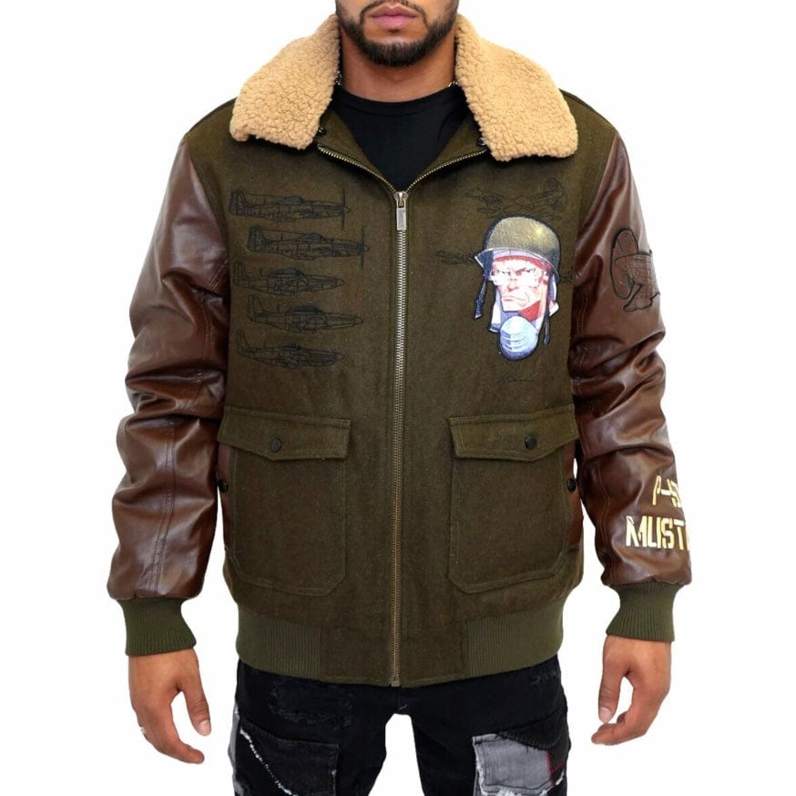 De Kryptic Boondocks Uncle Varsity Jacket (Olive) BD-WJKT-009