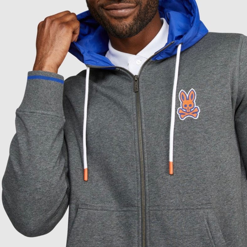 Psycho Bunny Bayles Chain Stitch Hoodie (Heather Storm) B6H313Q1FT