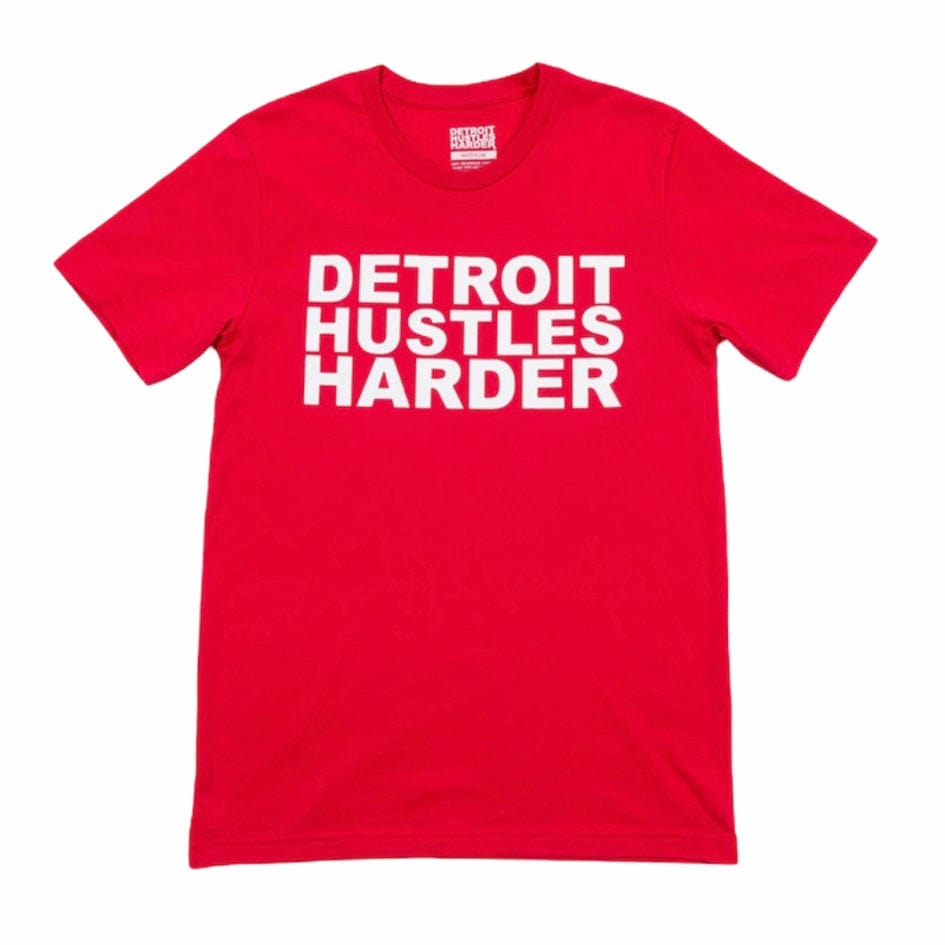 Detroit Hustles Harder Short Sleeve Classic Tee (Red/White)