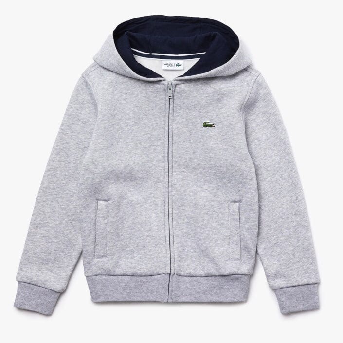 Kids Lacoste Sport Tennis Zippered Fleece Sweatshirt (Grey/Navy) SJ2903