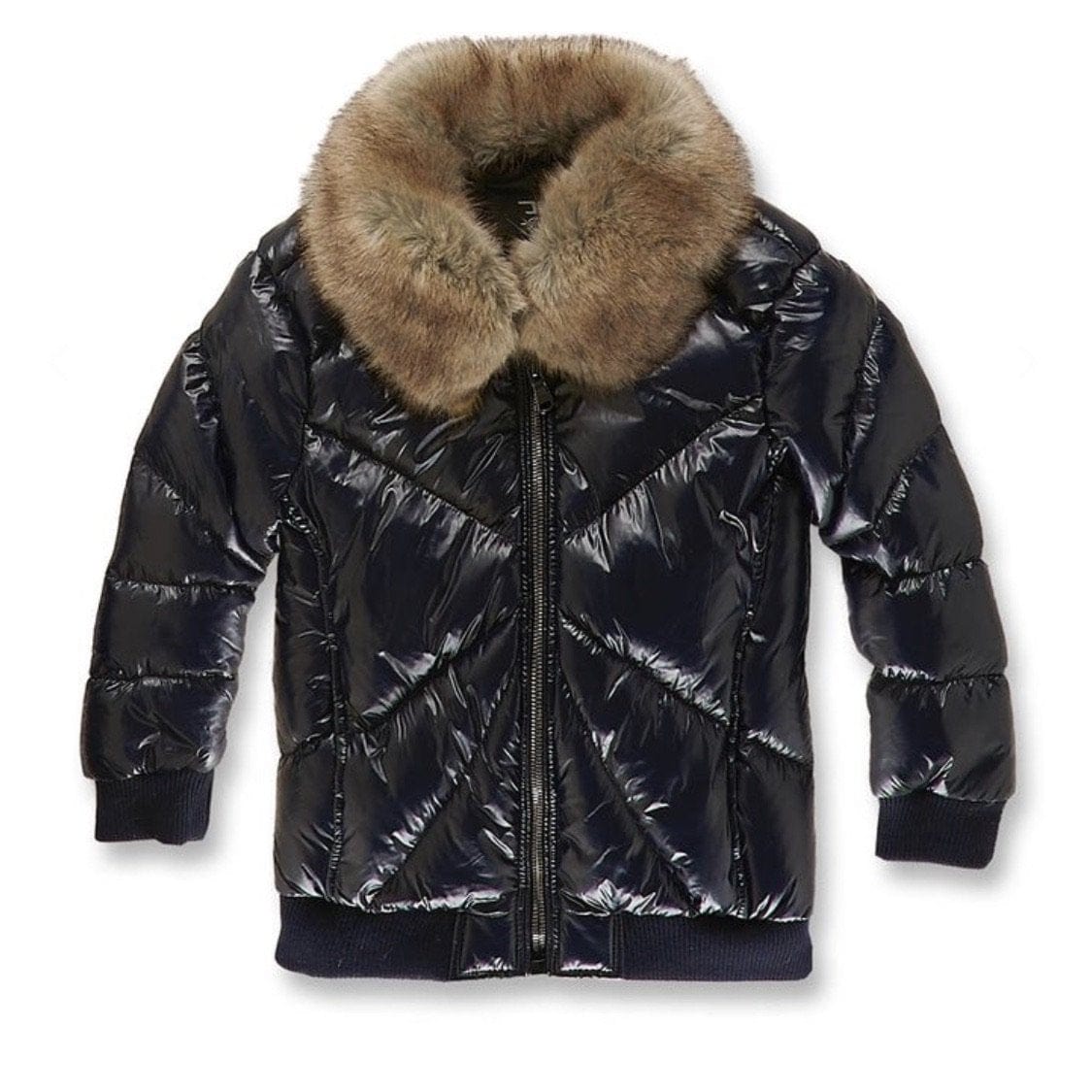 Juniors Jordan Craig Bubble Coat W/Faux Trim (Navy) 91399B