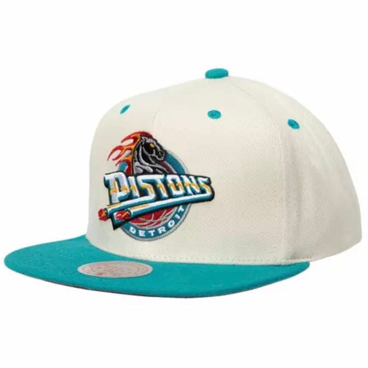 Mitchell & Ness NBA Detroit Pistons Sail 2 Tone Hwc Snapback (Off White/Teal)