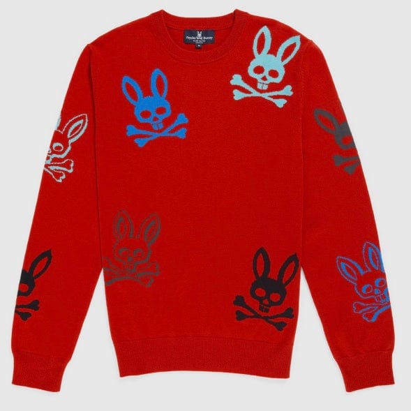 Psycho Bunny Lacomb All Over Bunny Sweater (Red) B6E169W1CO