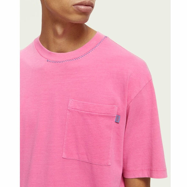 Scotch & Soda Relaxed Fit Artwork Chest Pocket Tee (Cerise) 171690