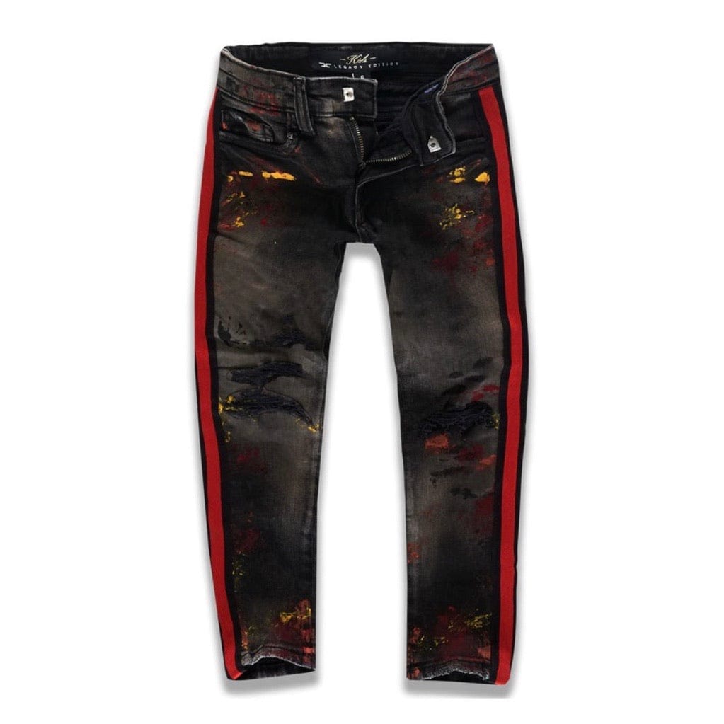 Kids Jordan Craig Talladega Striped Denim Jeans (Black Inferno) JM3403K